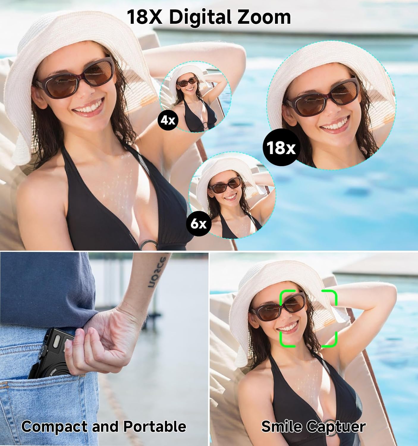 Digital Camera, 5K Travel Camera 80MP Cameras for Photography Vlogging Camera for YouTube with 3" 180° Flip Screen with 18X Zoom Autofocus Compact Video Camera with 64GB SD Card for Teens Beginner - Image 6