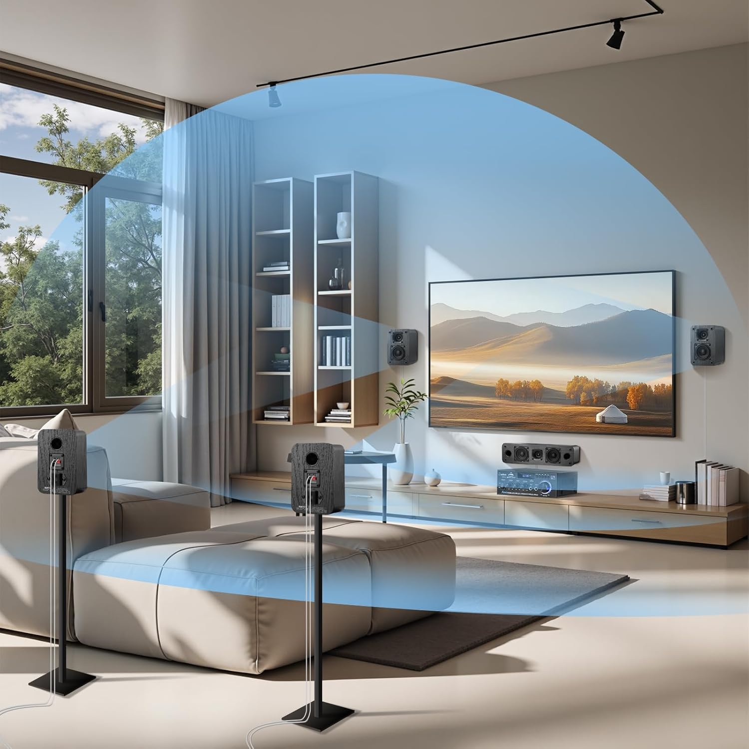 Saiyin 5.0 Channel Surround Sound Systems for Home Theater | 160 Watts Peak Power | Passive Speakers with Black Classic Retro Wood Grain | Amplifier or Receiver Required | Cable Not Included - Image 5