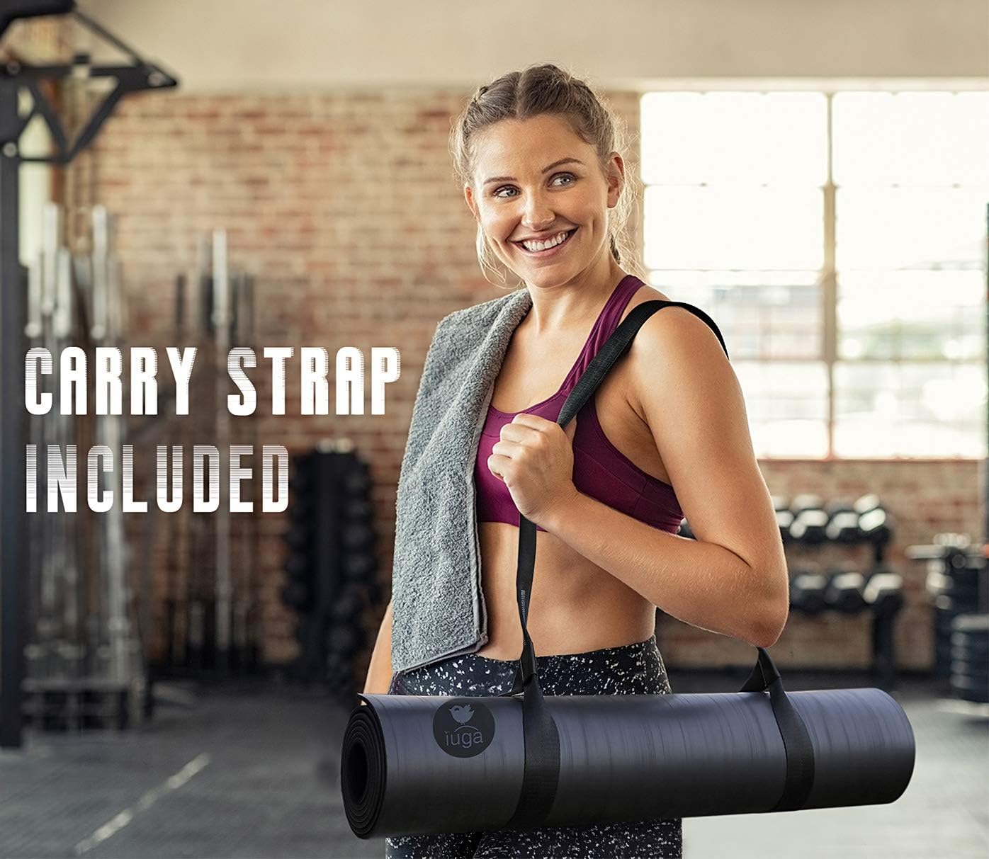 IUGA Pro Yoga Mat Non Slip Hot Yoga Mat Anti-tear Exercise Mat Eco Friendly Yoga Mats with SGS Certified Material Free Carrying Strap Included - Image 4