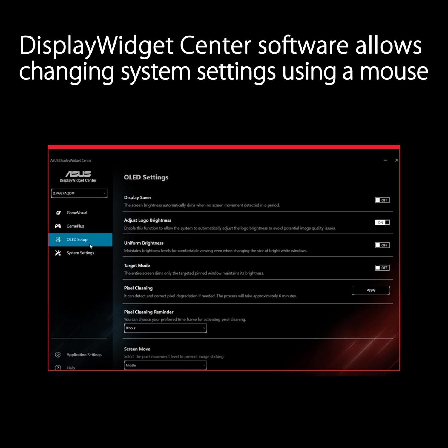 ASUS ROG Swift 27”1440P OLED DSC Gaming Monitor (PG27AQDM) - QHD (2560x1440), 240Hz, 0.03ms, G-SYNC Compatible, Anti-Glare Micro-Texture Coating, 99% DCI-P3, True 10-bit, DisplayPort,Black - Image 5
