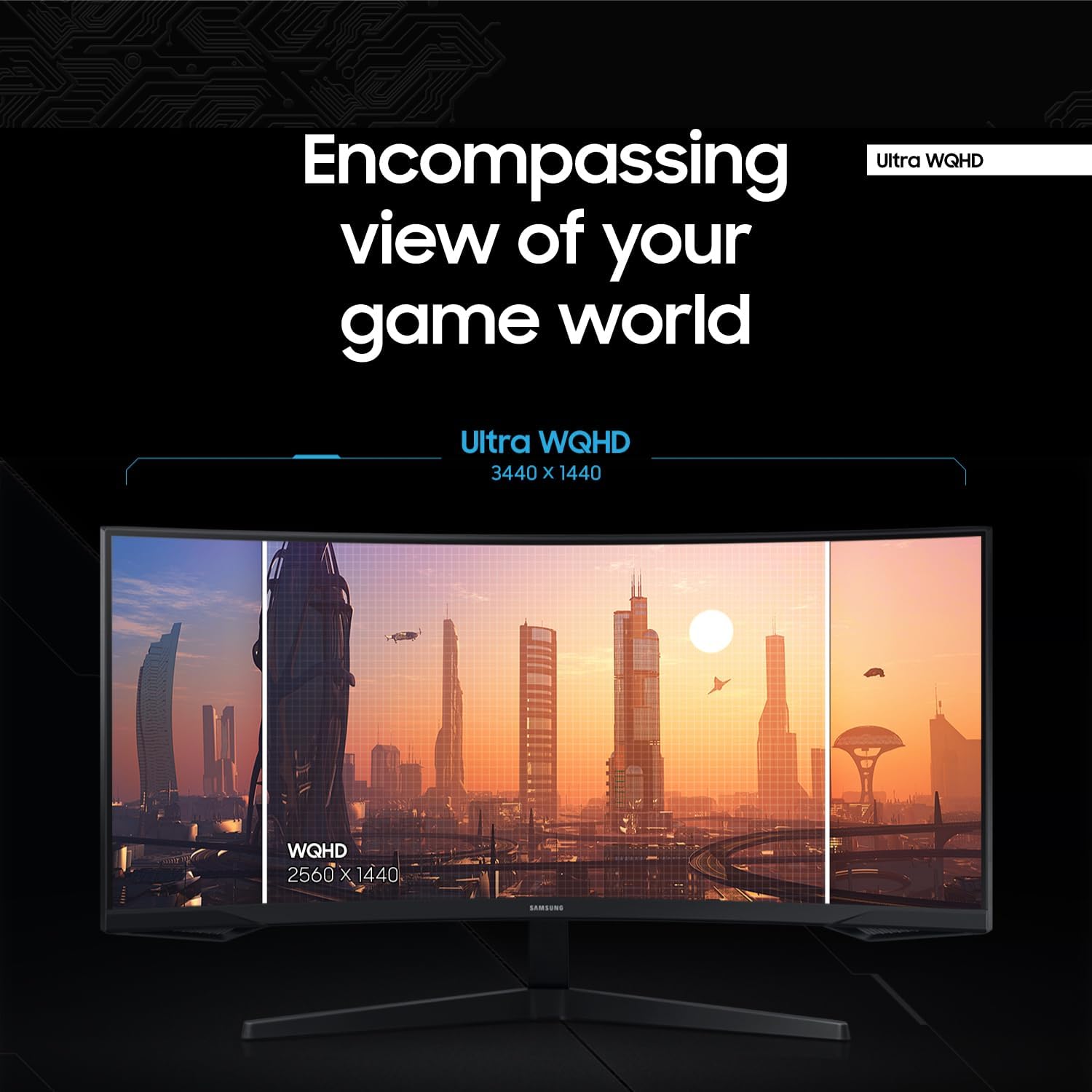 Samsung 34' Odyssey G5 Ultra-Wide Gaming Monitor with 1000R Curved Screen, 165Hz, 1ms, FreeSync Premium, Large Display, Eye Comfort, Multiple Ports, WQHD, LC34G55TWWNXZA, Black - Image 3