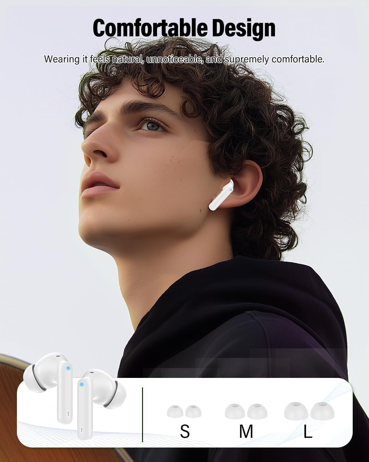 Wireless Earbuds, Bluetooth 5.4 Headphones Bass Stereo, Ear Buds with Noise Cancelling Mic, IP7 Waterproof in Ear Earphones, 36H LED Display Bluetooth Earbuds for Laptop Pad Phones Sports, White - Image 7
