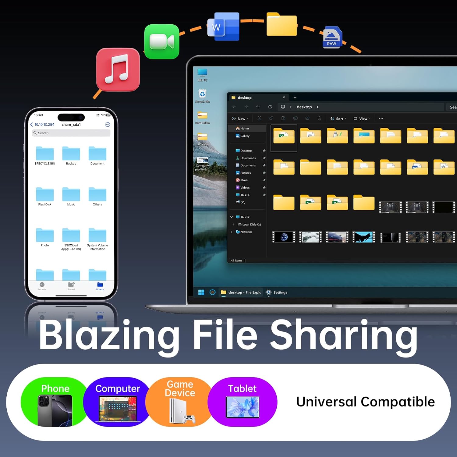 SSK 2TB SSD External Hard Drive, Portable SSD Drive up to 2000 MB/s, USB 3.2 Gen2X2 External Solid State Drives for iPhone 15/16 PRO、Mac、Phone OTG、Laptops with LED Indicator - Image 3