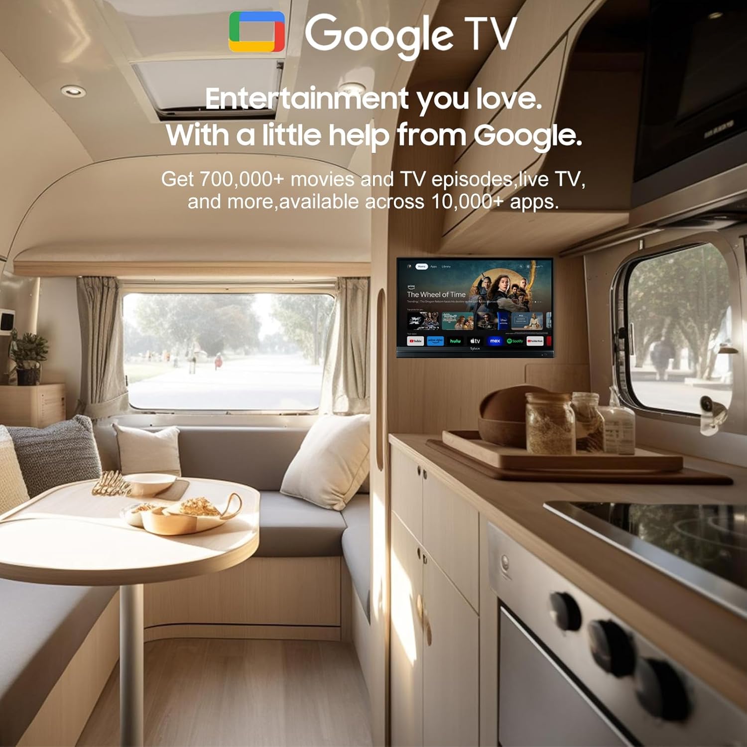 SYLVOX Smart RV TV, 32" 12V TV for RV Camper 1080P DC/AC Powered Television, Support Google, Download APPs, Bluetooth WiFi, Smart TVs for Home Car Campervan Truck - Image 5