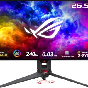ASUS ROG Swift 27”1440P OLED DSC Gaming Monitor (PG27AQDM) – QHD (2560×1440), 240Hz, 0.03ms, G-SYNC Compatible, Anti-Glare Micro-Texture Coating, 99% DCI-P3, True 10-bit, DisplayPort,Black