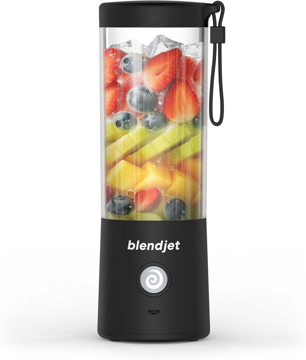 BlendJet Portable Blender for Smoothies & Shakes - 16oz BlendJet 2 Cordless Personal & Small Blender, USB-C Rechargeable & Self Cleaning - Quiet Mini Travel Blender with Stainless Steel Blade (Black)