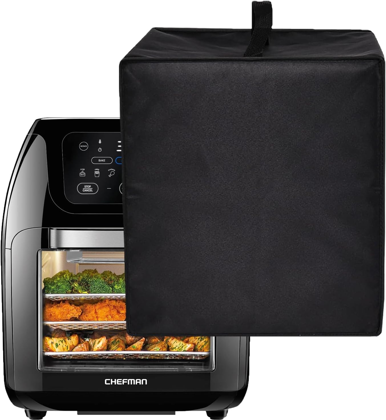 Air Fryer Cover Heavy Duty Heat-resistant Waterproof Dust Protective Case Compatible with CHEFMAN Multifunctional Digital Air Fryer 10L Family Size (Black)