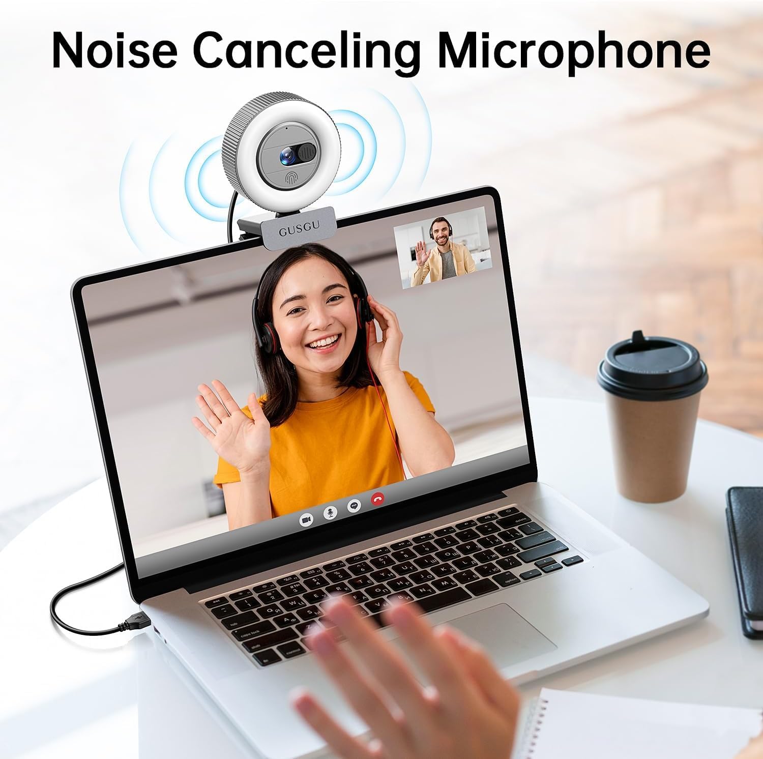 GUSGU G910 2K Quad HD Webcam for PC, with Microphone & Light & Privacy Cover, Web Camera for Desktop Computer/Laptop/MacBook, USB Streaming Camera - Image 5