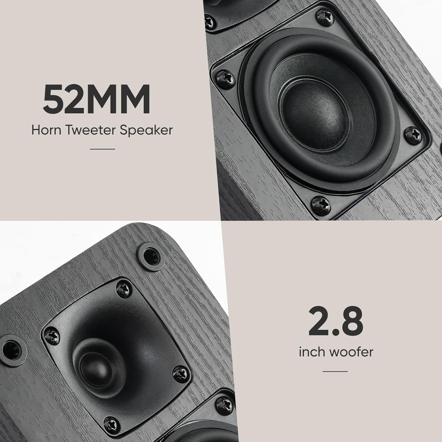 Saiyin 5.0 Channel Surround Sound Systems for Home Theater | 160 Watts Peak Power | Passive Speakers with Black Classic Retro Wood Grain | Amplifier or Receiver Required | Cable Not Included - Image 3