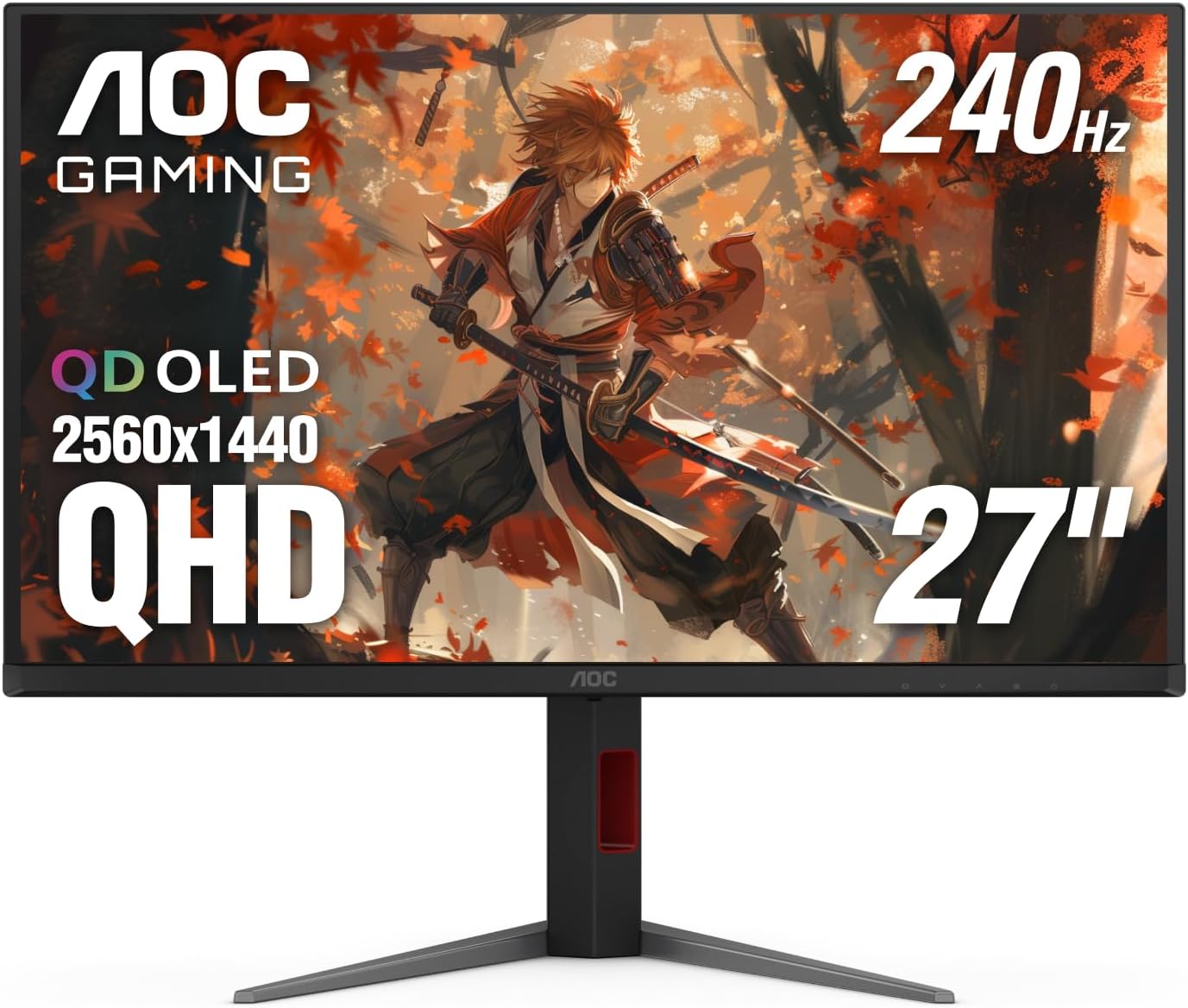 AOC Q27G4ZD 27" QD OLED Gaming Monitor, QHD 2560 x 1440, 240Hz 0.03ms, HDMI 2.0 x2, Display Port x2, G-Sync Compatible, Console Gaming Ready, 3-Year Zero-Bright-Dot