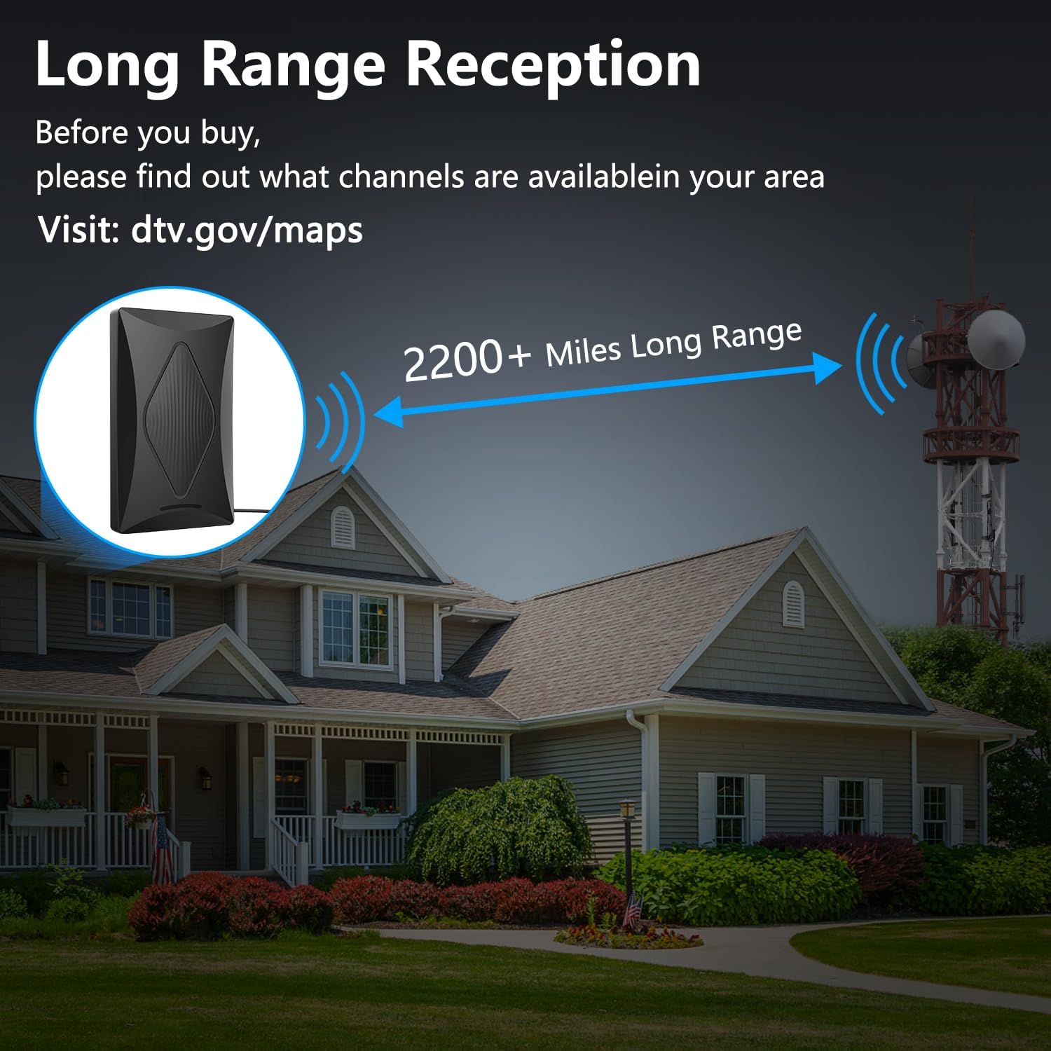 2025 TV Antenna Indoor Antenna for Smart TV, 2200+ Miles Long Range Reception tv Antenna with Amplifier Signal Booster for Local Channels, Clear Reception for 4K 1080p HD - Image 6