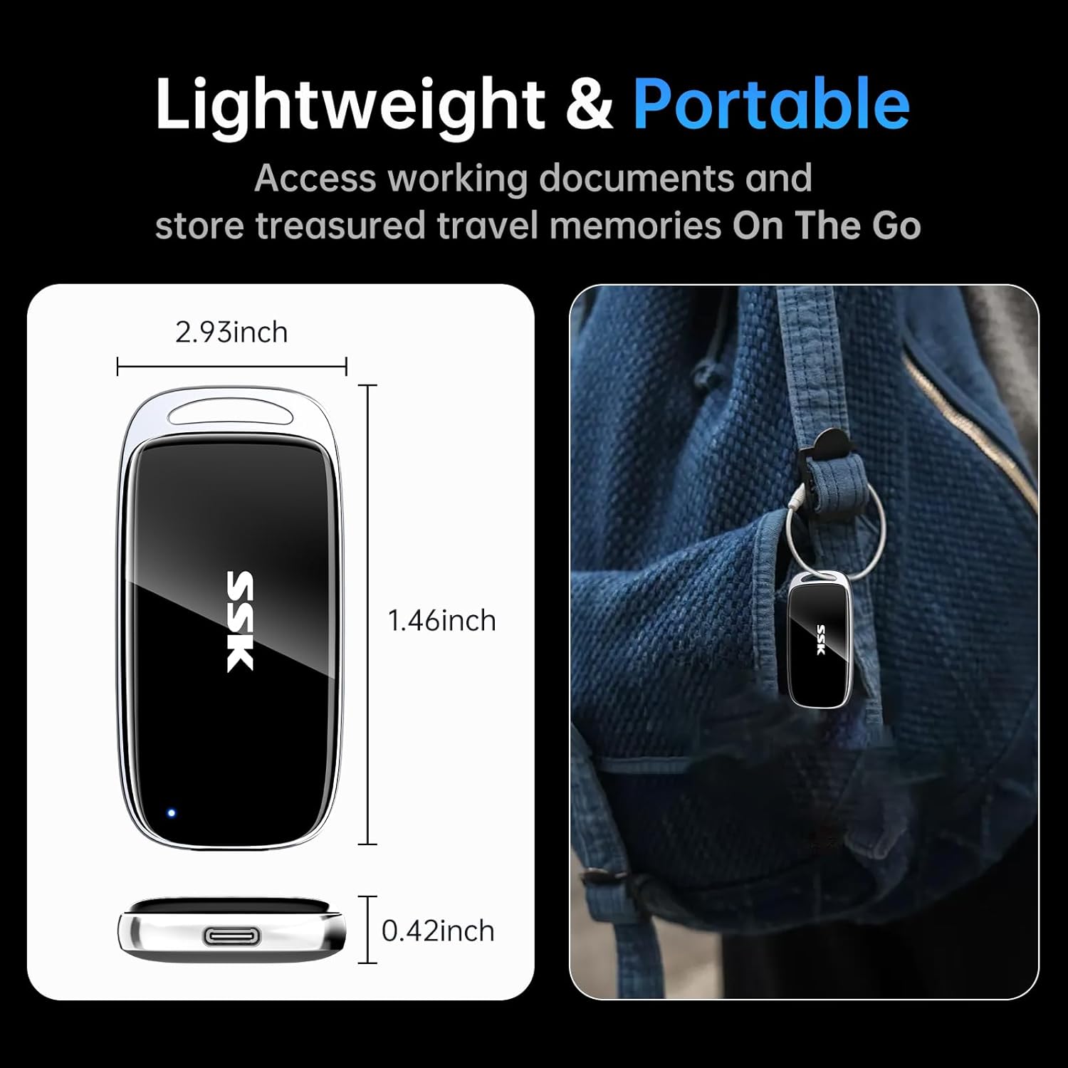 SSK 2TB SSD External Hard Drive, Portable SSD Drive up to 2000 MB/s, USB 3.2 Gen2X2 External Solid State Drives for iPhone 15/16 PRO、Mac、Phone OTG、Laptops with LED Indicator - Image 7