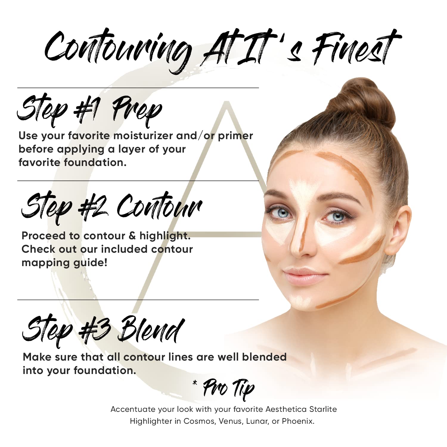 Aesthetica Cosmetics Cream Contour and Highlighting Makeup Kit - Contouring Foundation/Concealer Palette - Vegan & Cruelty Free - Step-by-Step Instructions Included - Image 3