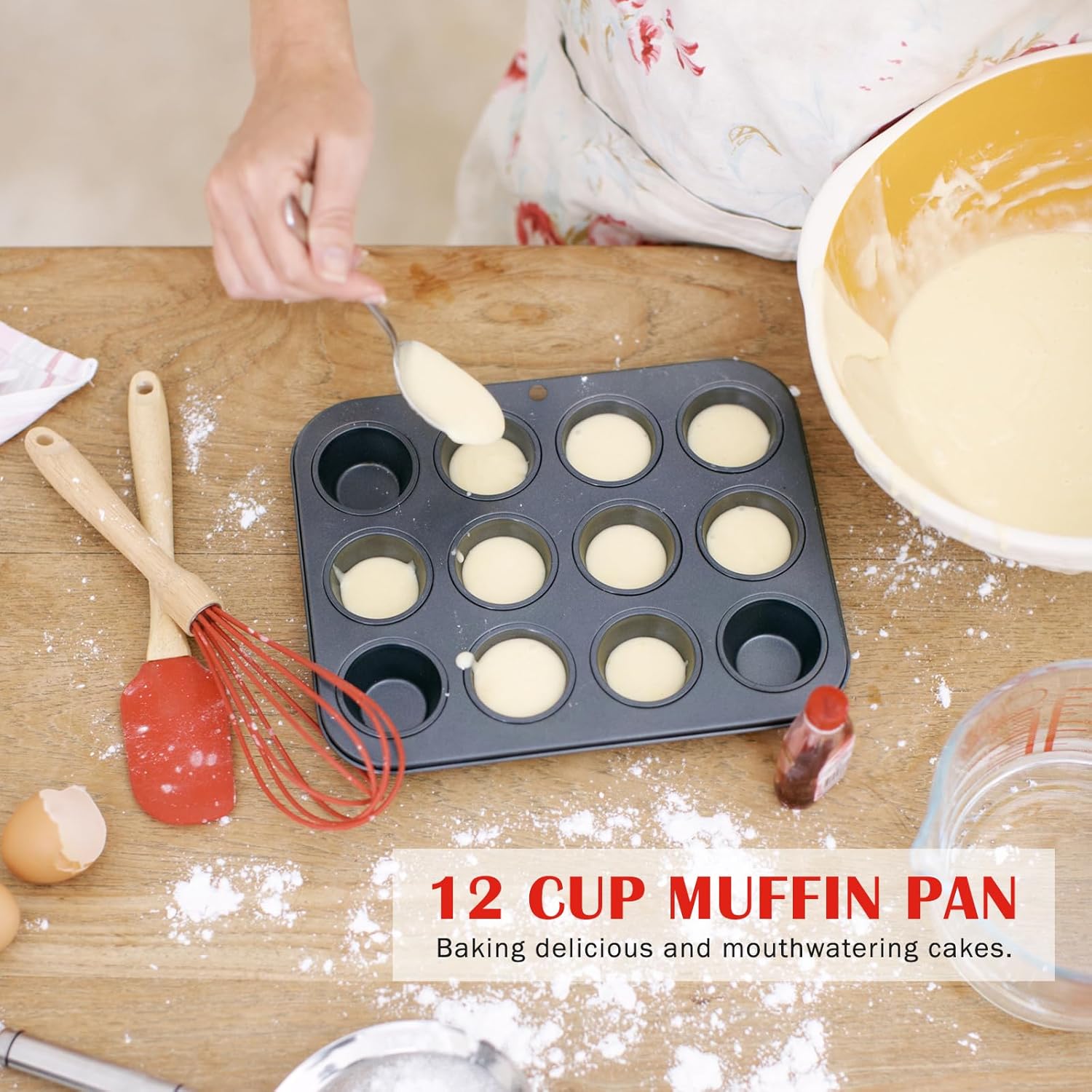 Bakeware Sets, Nonstick Baking Pans Set 8 Piece Including Donut Pan,2 Round Cake Pan, Square Cake Pan, Loaf Pan, Muffin Pan, Cookie Sheet, Roast Pan, Carbon Steel Bake Set (black) - Image 4