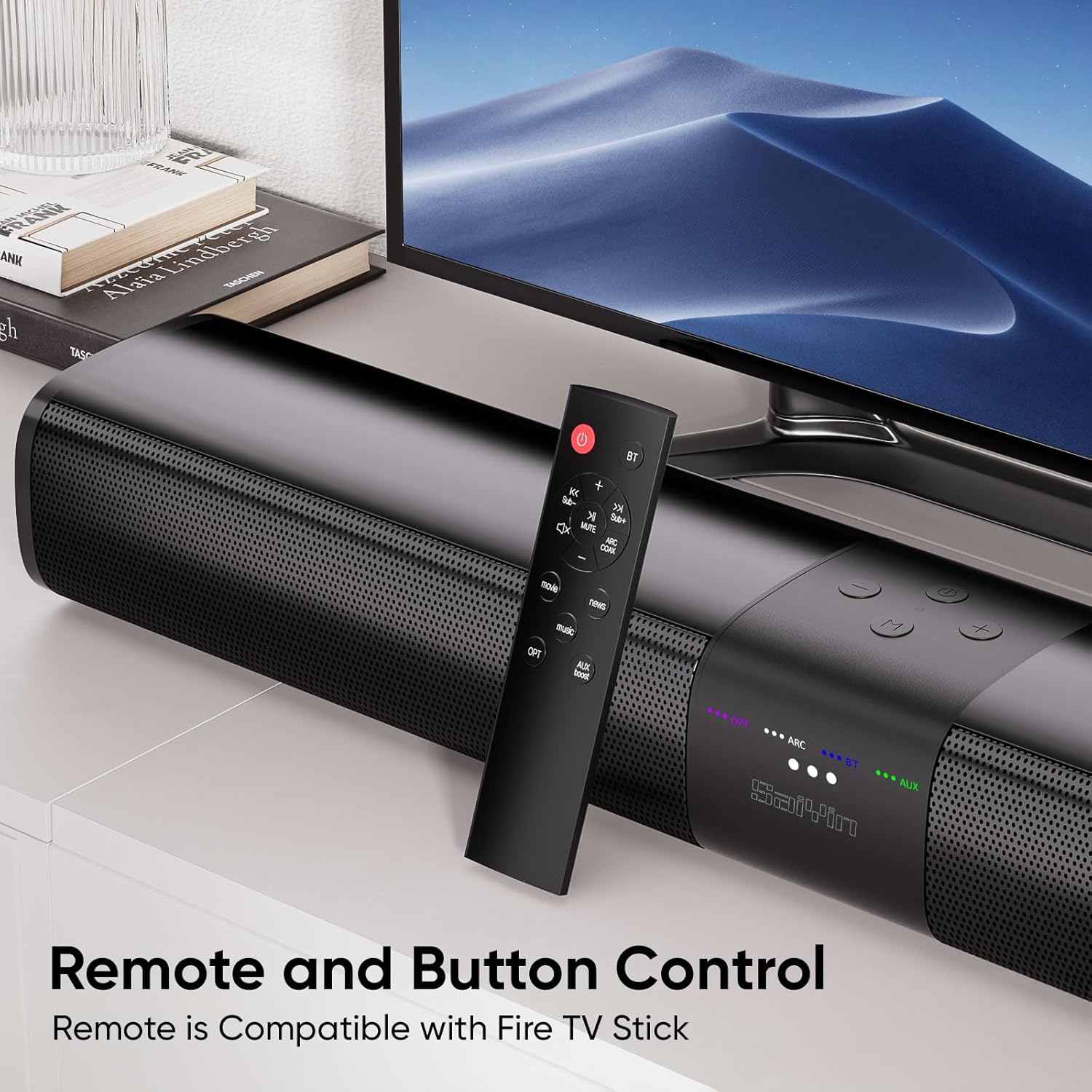 Saiyin Sound Bars for Smart TV with Subwoofer, Soundbar with Optical/ARC/AUX and Bluetooth 5.3 Inputs, Surround Sound System with 5.25 Inches Woofer,Treble and Bass Adjustable - Image 3