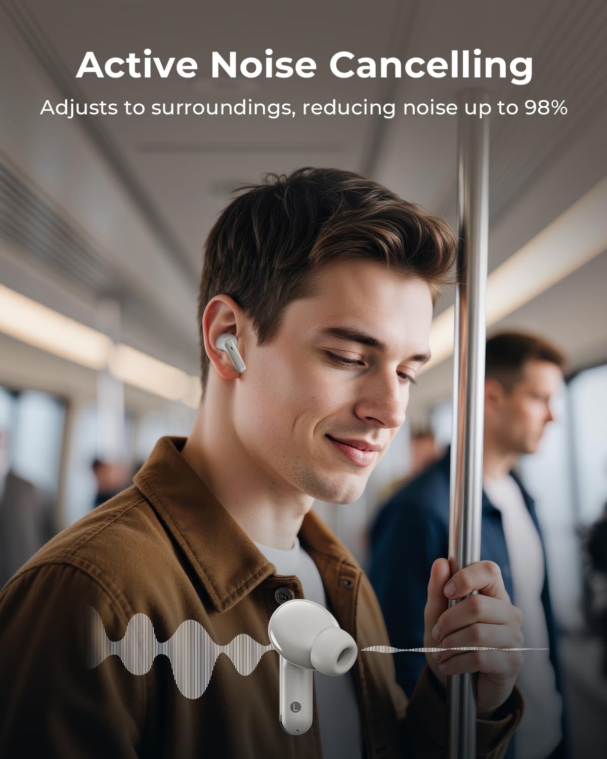 Wireless Earbuds, Ear Buds Active Noise Cancelling with Charging Case, 6.0 Bluetooth Earbuds with AI Clear Calls, 40H Playtime for Sports & Working, Stereo Sound Headphones for iPhone/Android/iPad - Image 3