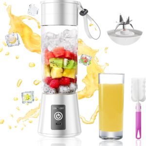 Portable Blender for Shakes and Smoothies – Newly Upgraded 13 Oz Mini Blender with 6 Blades, USB & Type-C Rechargeable, Suitable for Making Fresh Juice, Convenient for Travel and Sports