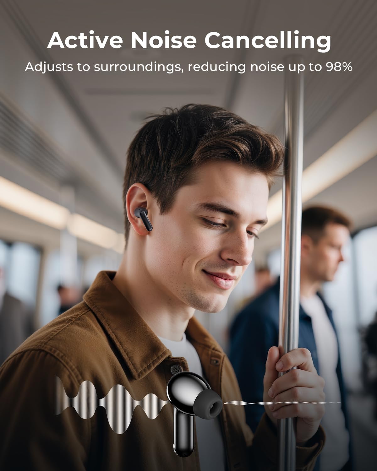 Wireless Earbuds, Ear Buds Active Noise Cancelling with Charging Case, 6.0 Bluetooth Earbuds with AI Clear Calls, 40H Playtime for Sports & Working, Stereo Sound Headphones for iPhone/Android/iPad - Image 3