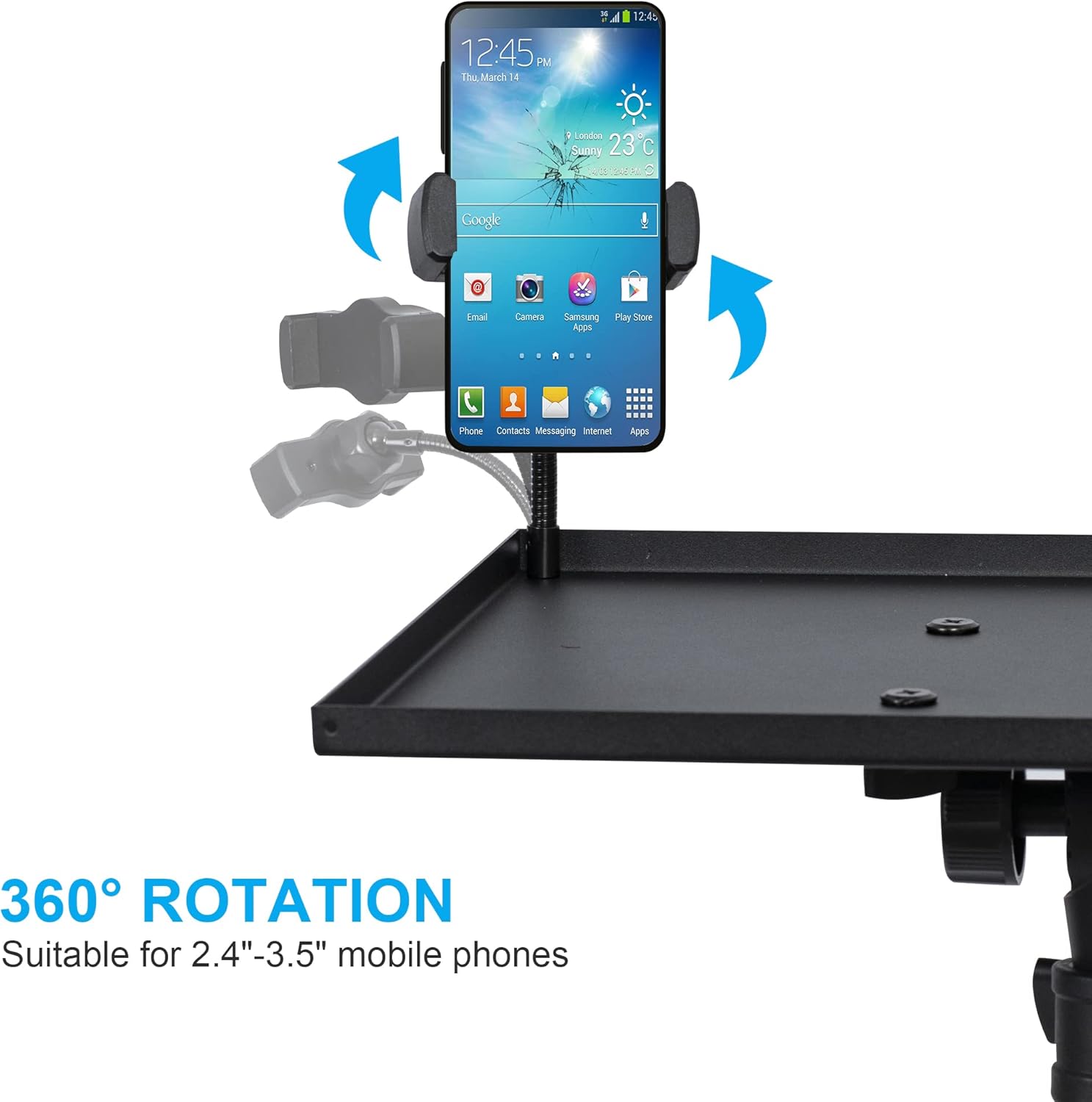 Projector Stand Tripod from 23" to 46", Laptop Tripod Stand Height Adjustable with Gooseneck Phone Holder, Laptop Floor Stand for Office, Home, Stage, Studio, DJ Racks Holder Mount - Image 6