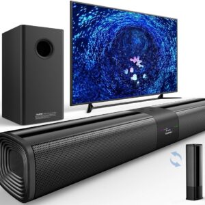 Saiyin Sound Bars for Smart TV with Subwoofer, Soundbar with Optical/ARC/AUX and Bluetooth 5.3 Inputs, Surround Sound System with 5.25 Inches Woofer,Treble and Bass Adjustable