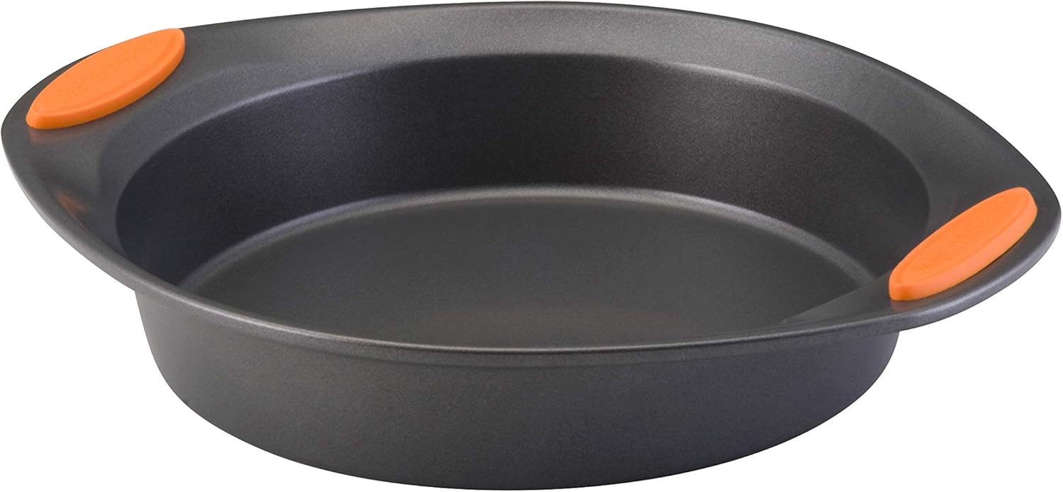 Rachael Ray 55673 Nonstick Bakeware Set with Grips includes Nonstick Bread Pan, Baking Pans and Cake Pans - 5 Piece, Gray with Orange Grips - Image 2