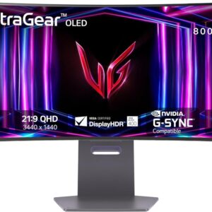 LG 34GS95QE 34-inch Ultragear OLED Curved Gaming Monitor WQHD 1440p 800R 240Hz 0.03ms AMD FreeSync Premium Pro NVIDIA G-Sync HDMI 2.1 DisplayPort Tilt/Height/Swivel Stand Black