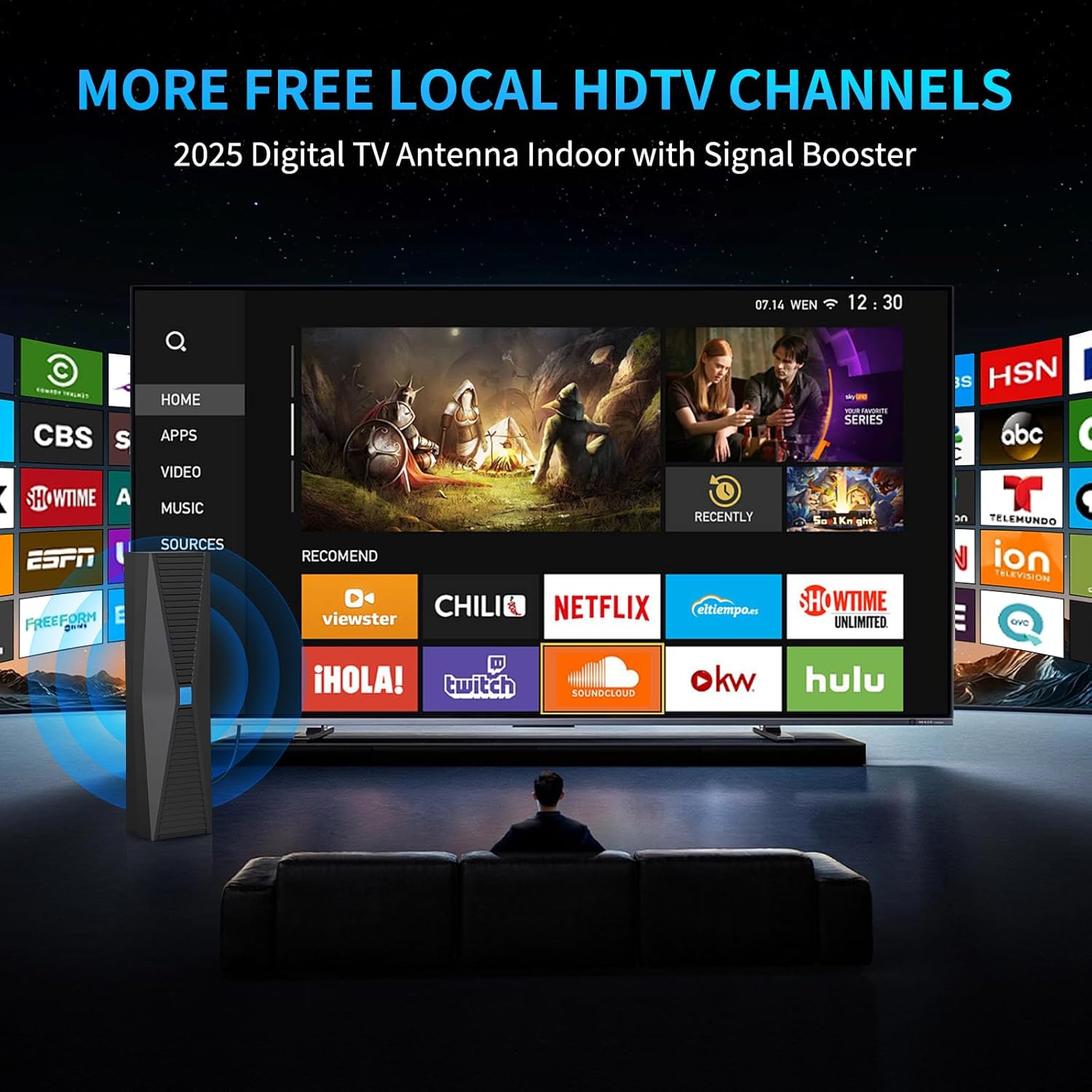 2025 Antenna for Smart TV for Local Channels,TV Antenna Indoor for Long Range Reception, Digital Antenna for Easy Installation and All Smart/Old TVs, Supports 4K 1080P HD VHF UHF - Image 2