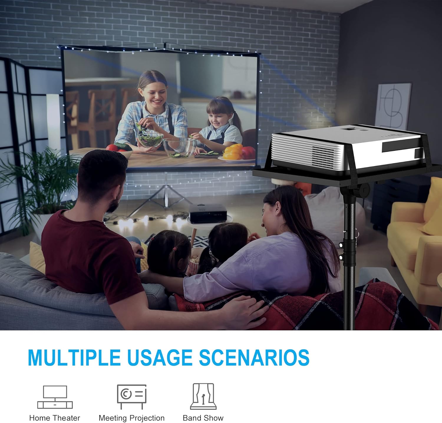 Projector Stand Tripod from 23" to 46", Laptop Tripod Stand Height Adjustable with Gooseneck Phone Holder, Laptop Floor Stand for Office, Home, Stage, Studio, DJ Racks Holder Mount - Image 9