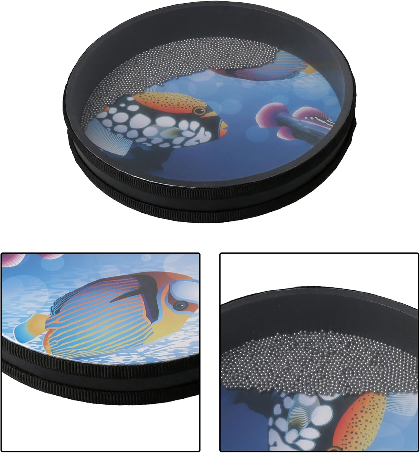 Bstinay 10Inch Ocean Drum Hand Percussion with Hardwood Shell Ocean Sound Drum Musical Instrument for Home School - Image 5