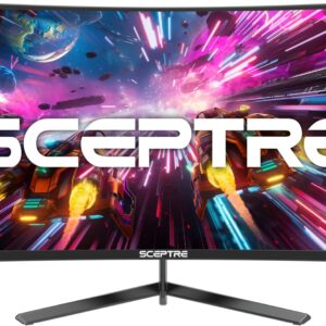 Sceptre 24-inch Curved Gaming Monitor 1080p up to 165Hz DisplayPort HDMI 99% sRGB, AMD FreeSync Build-in Speakers Machine Black (C248B-FWT168)