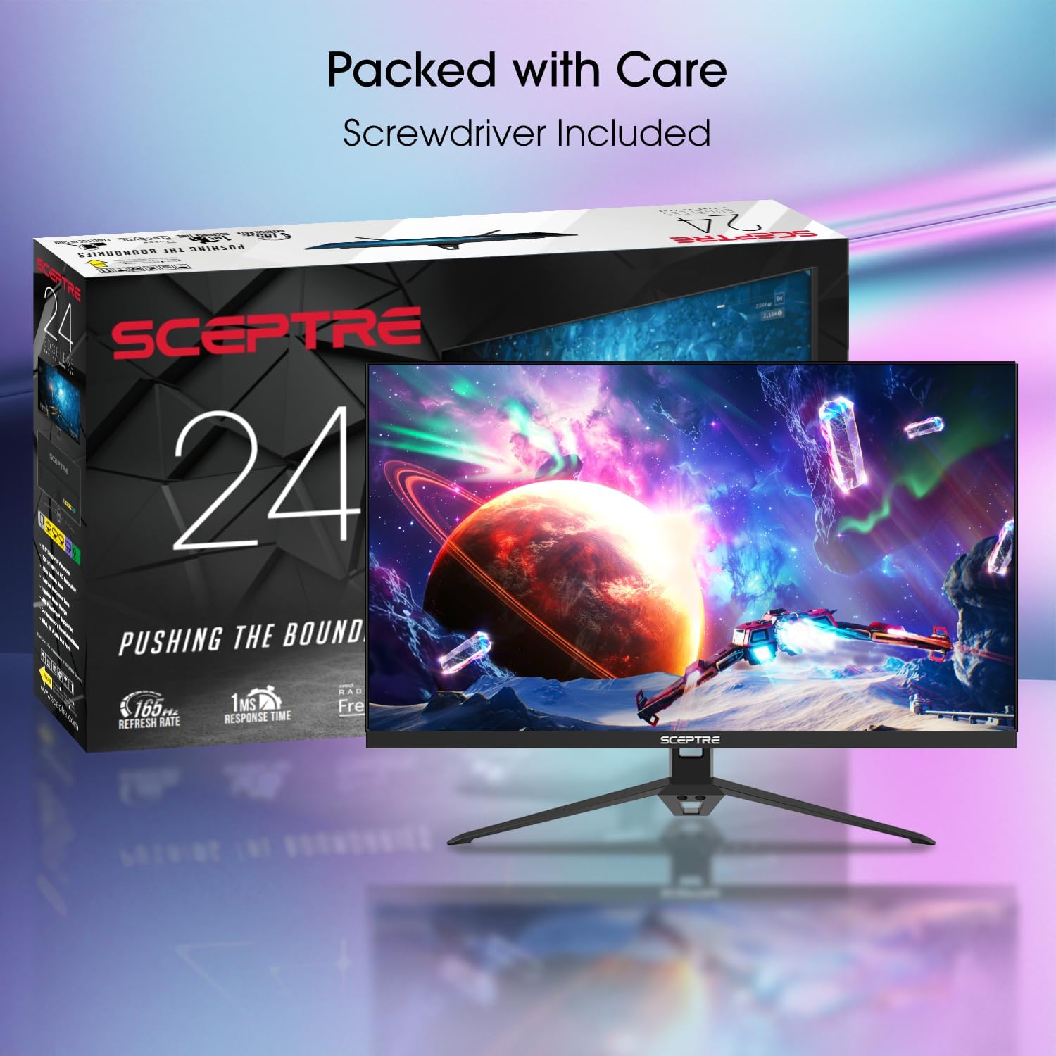 Sceptre IPS 24” Gaming Monitor 165Hz 144Hz Full HD (1920 x 1080) FreeSync Eye Care FPS RTS DisplayPort HDMI Build-in Speakers, Machine Black 2020 (E248B-FPT168),IPS 24" 165Hz - Image 5