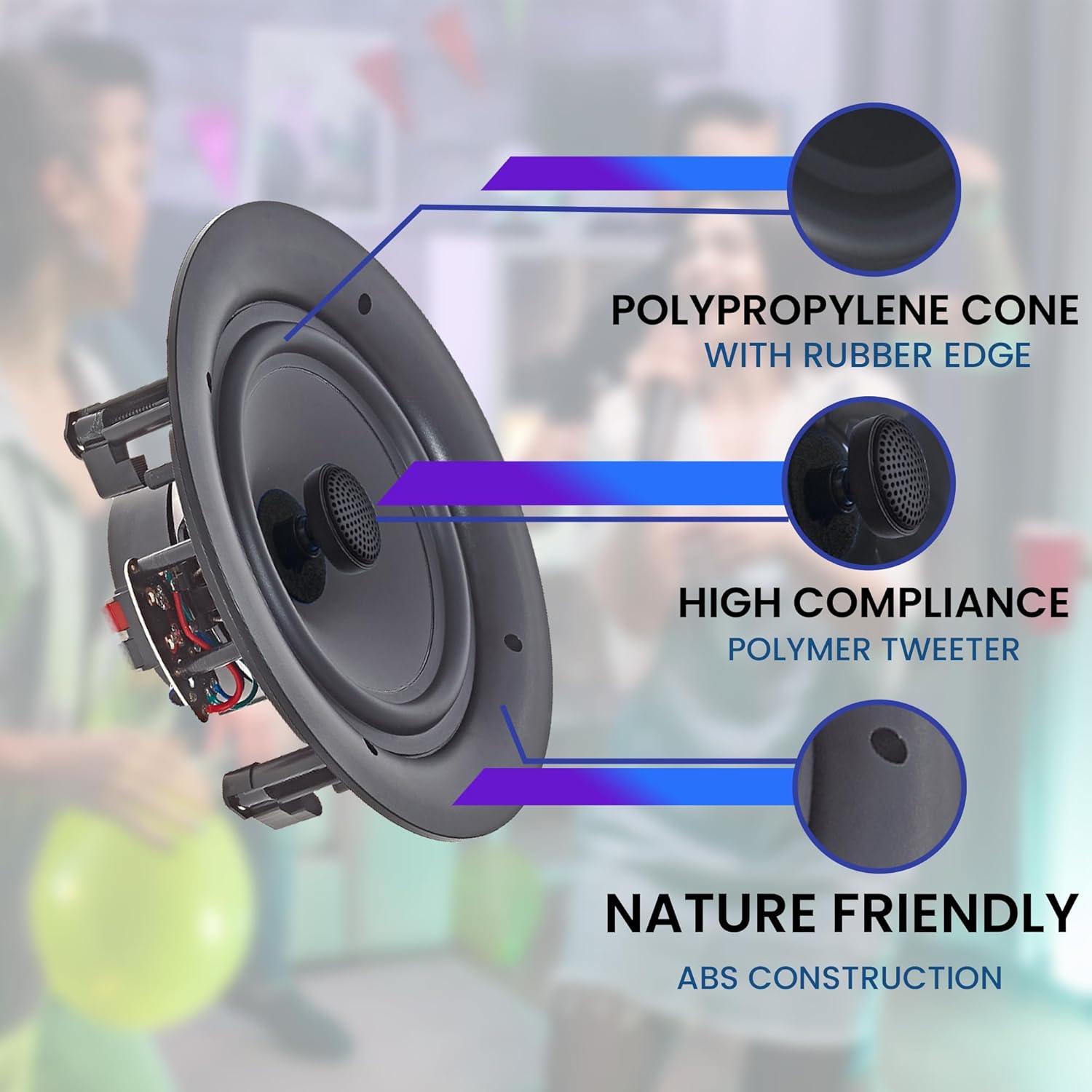 Home Theater System Kit 2000 Watts Bluetooth Amplifier with 6 Qty 6.5" 200 Watts in-Wall in-Ceiling Frameless Speakers & 16 Gauge 250 ft. Speaker Wire by Technical Pro - Image 6