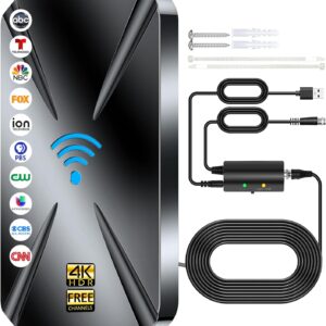 2025 Upgraded TV Antenna Indoor, 2800+ Miles Range Digital Antenna for Smart TV Indoor, HDTV Antenna for Local Channels with Amplifier, Outdoor Antenna Support 8K 4K 1080p All TVs -38FT Coax Cable