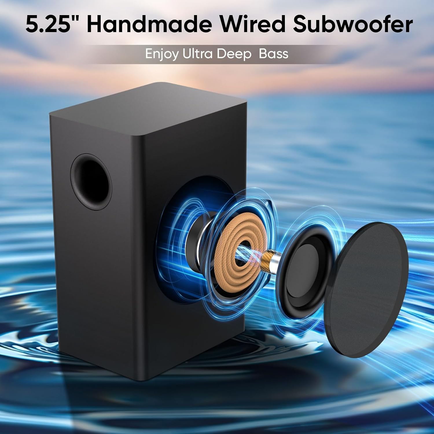 Saiyin Sound Bars for Smart TV with Subwoofer, Soundbar with Optical/ARC/AUX and Bluetooth 5.3 Inputs, Surround Sound System with 5.25 Inches Woofer,Treble and Bass Adjustable - Image 5