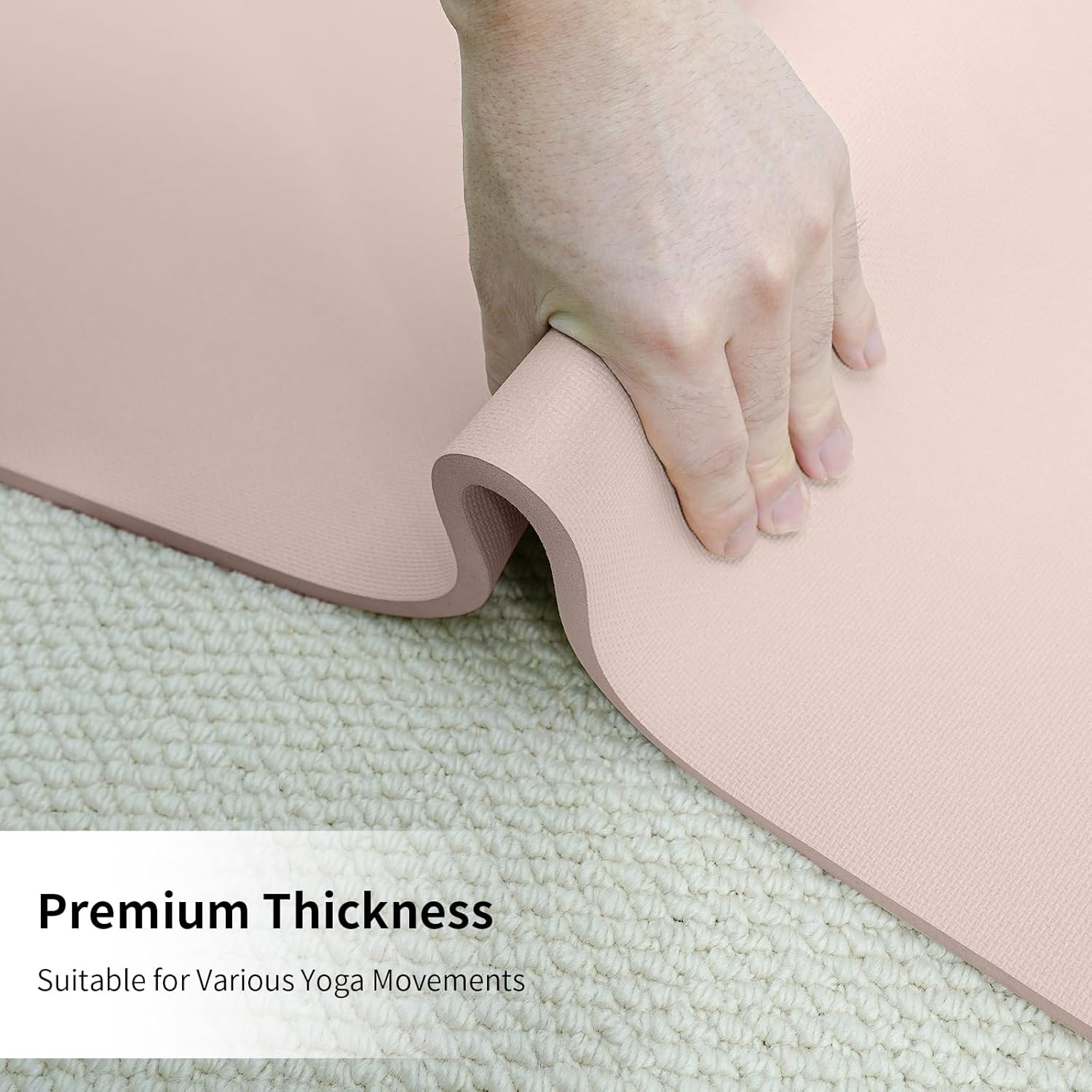 HAHE Yoga Mat Thick (8MM,1/3"), Eco-Friendly POE Non Slip Yoga Mat, High Rebound & Shock Absorption, Anti-Tear & Sweat-Resistant for Yoga, Fitness, Home, Workouts, Large Pilates Mats 72"x24" with Carrying Strap - Image 6