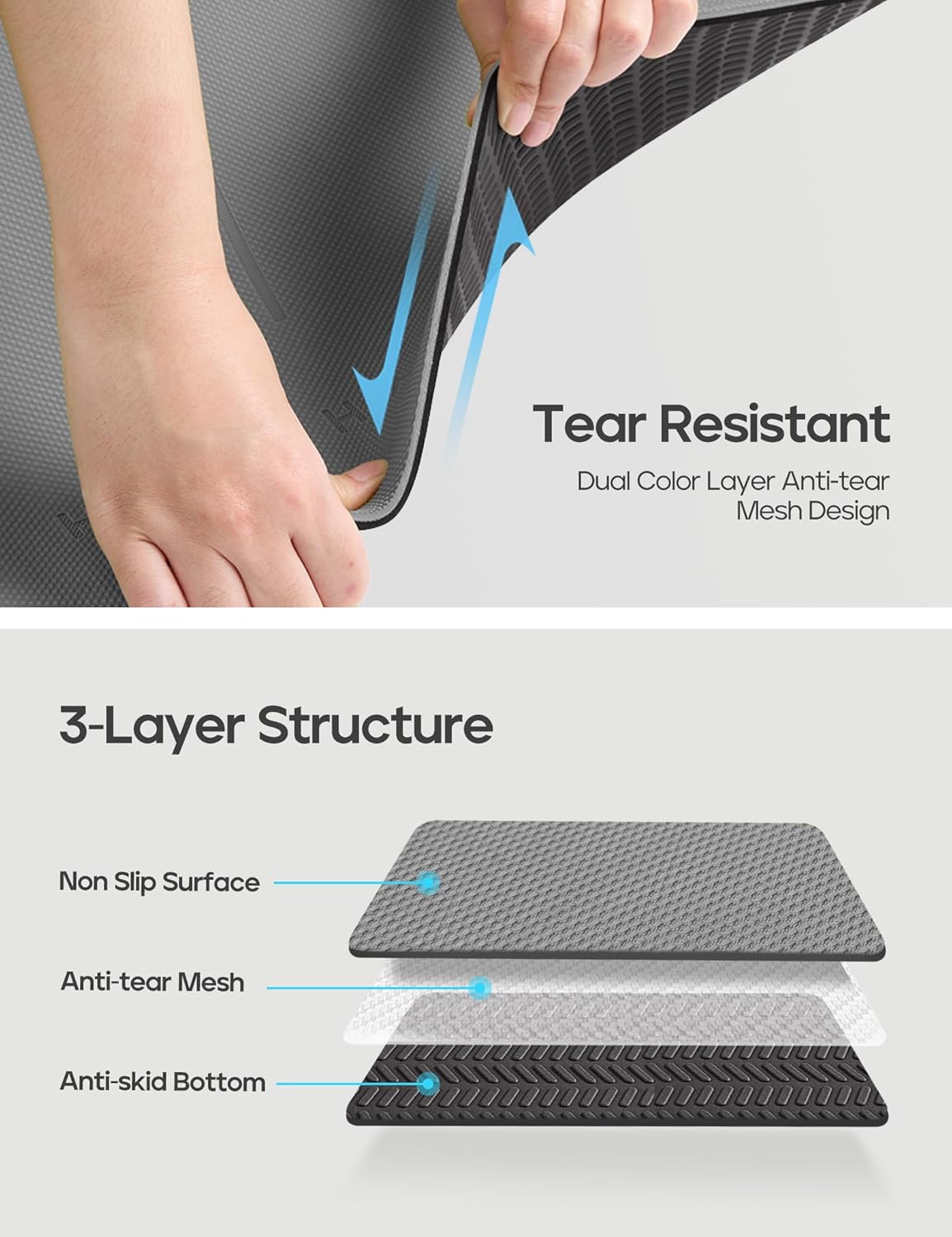 Heathyoga Eco Friendly Non Slip Yoga Mat, Body Alignment System, SGS Certified TPE Material - Textured Non Slip Surface and Optimal Cushioning,72"x 26" Thickness 1/4" - Image 4