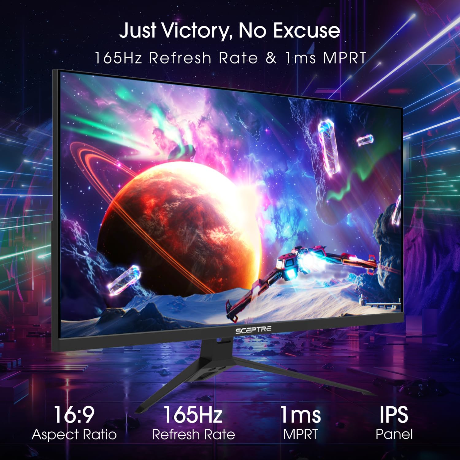 Sceptre IPS 24” Gaming Monitor 165Hz 144Hz Full HD (1920 x 1080) FreeSync Eye Care FPS RTS DisplayPort HDMI Build-in Speakers, Machine Black 2020 (E248B-FPT168),IPS 24" 165Hz - Image 2