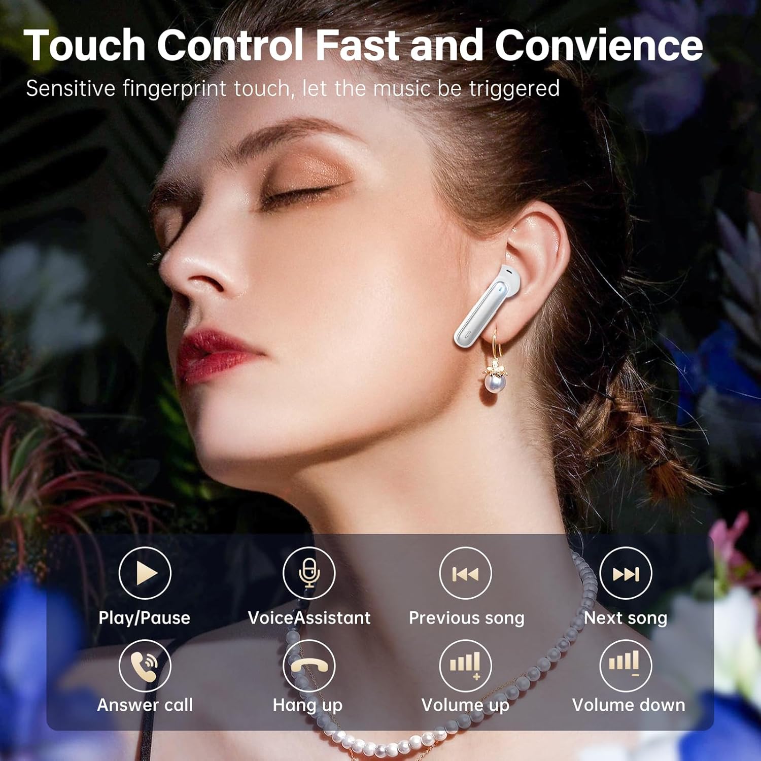 A10 Pro Wireless Earbuds, Bluetooth 5.3 Headphones HiFi Stereo 50H Playback LED Digital Display Ear Buds with ENC Noise Canceling Headset, IPX7 Waterproof Earphones for Gym/Running/Work - Image 6