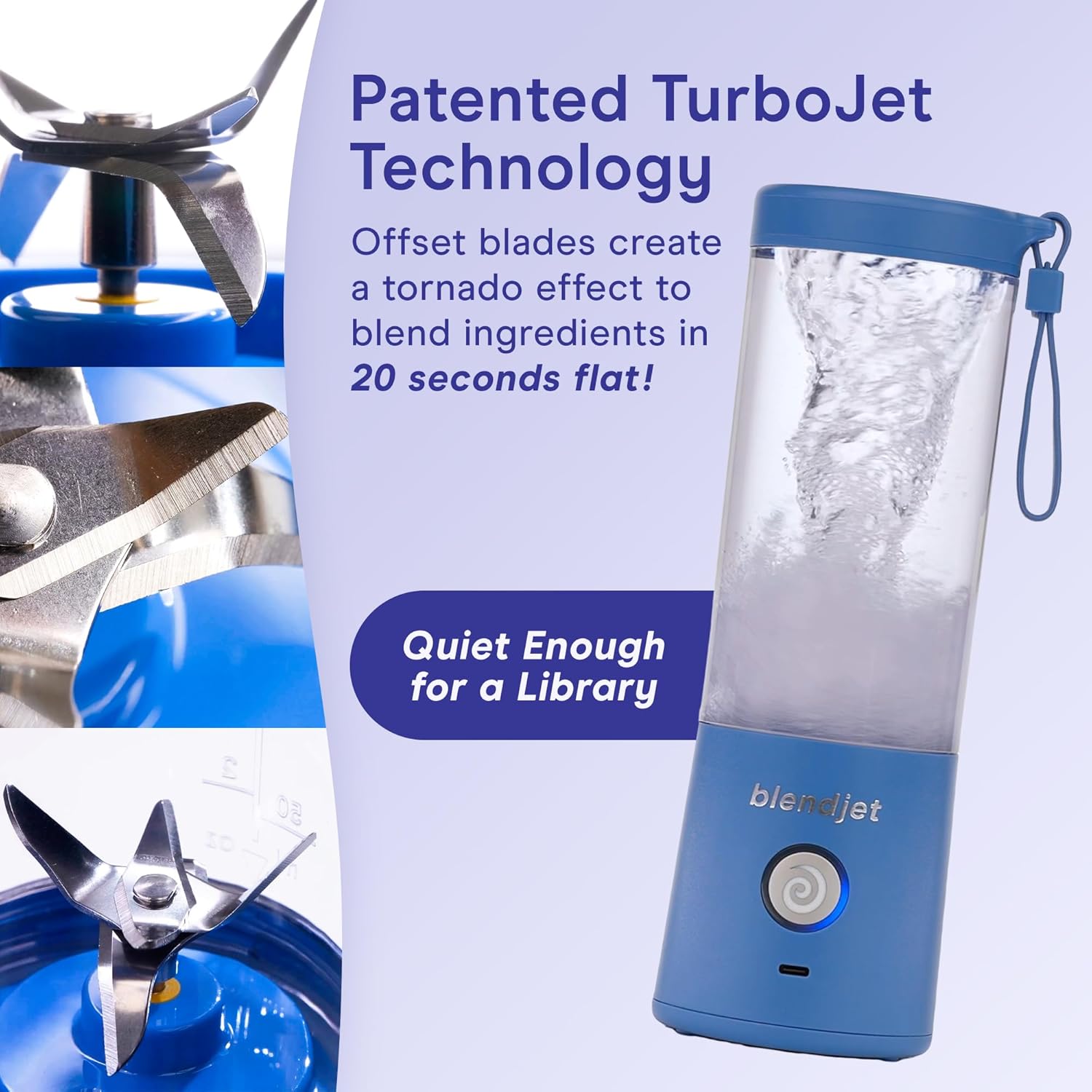 BlendJet Portable Blender for Smoothies & Shakes - 16oz BlendJet 2 Cordless Personal & Small Blender, USB-C Rechargeable & Self Cleaning - Quiet Mini Travel Blender with Stainless Steel Blade (Black) - Image 3