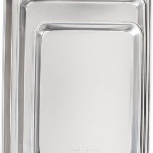 Nordic Ware Naturals 3 Piece Set – USA Made Aluminum Commercial Quality Sheet Pan for Baking or Roasting, Encapsulated Galvanized Steel Rim Prevents Warping; Half Sheet, Jelly Roll and Quarter Sheet