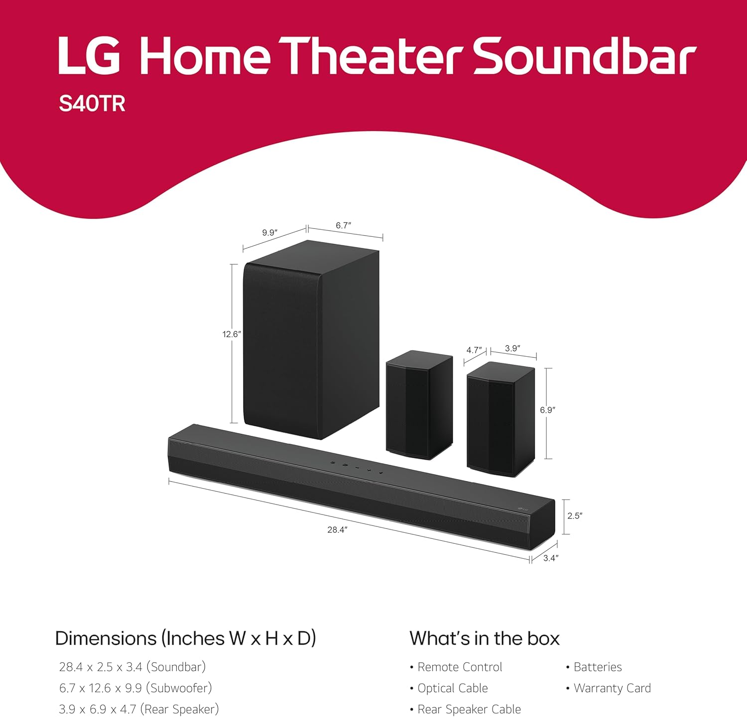 LG S40TR 4.1 ch. Home Theater Soundbar with Rear Surround Speakers and Wireless Subwoofer, Wow Interface, Dolby Audio, AI Sound Pro, 2024 Model, Amazon Exclusive - Image 6