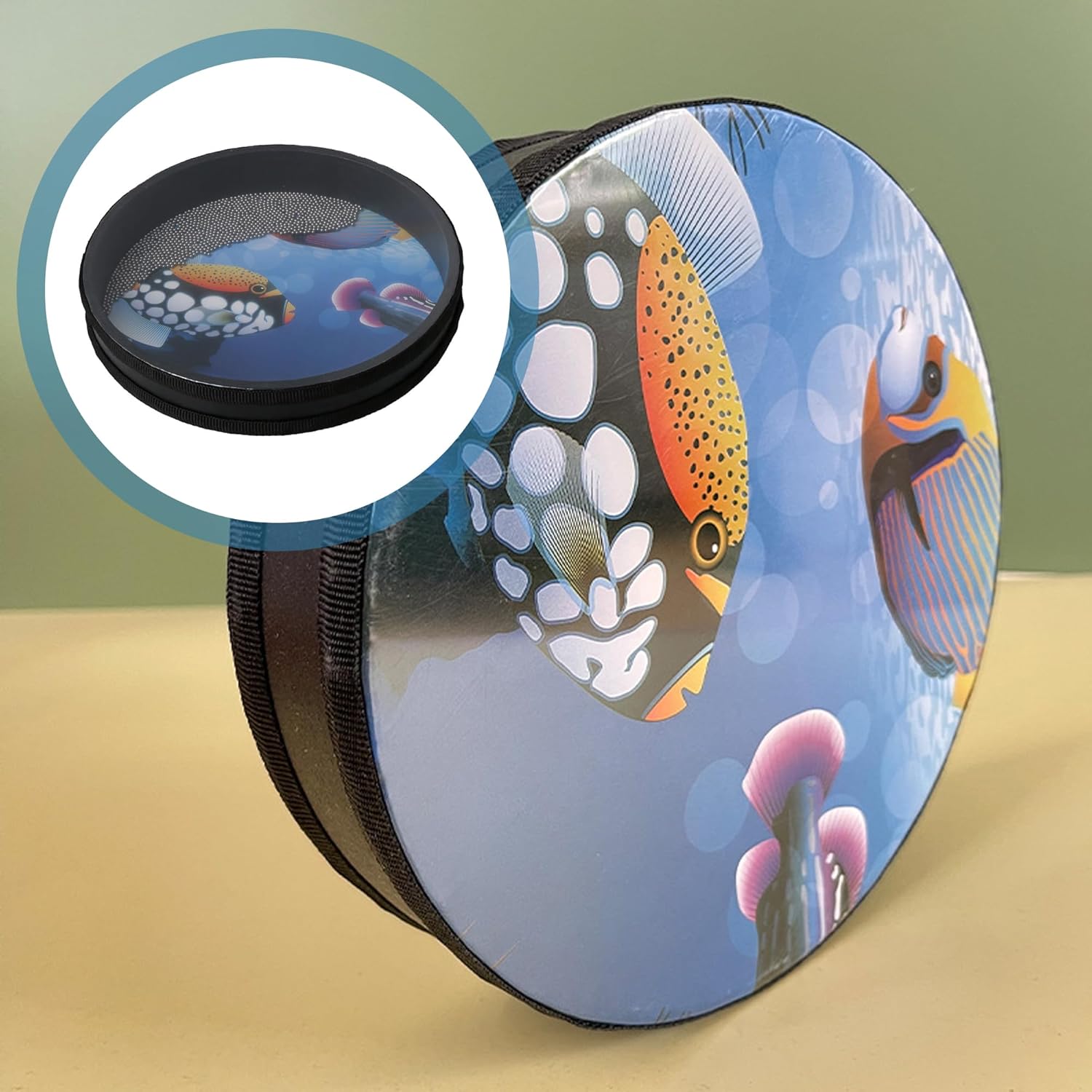 Bstinay 10Inch Ocean Drum Hand Percussion with Hardwood Shell Ocean Sound Drum Musical Instrument for Home School - Image 4