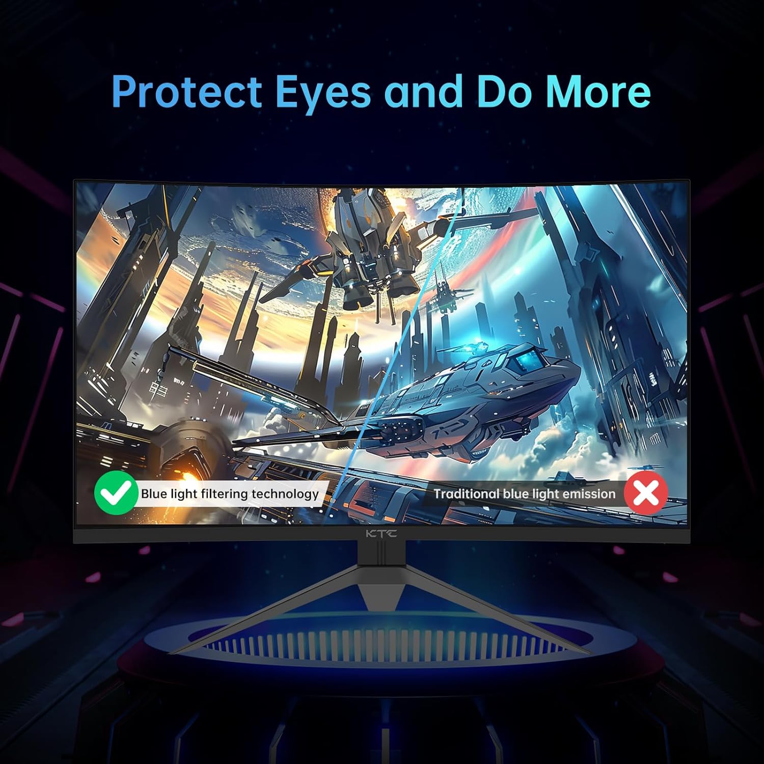 KTC 32 inch 240Hz Curved Gaming Monitor 1500R 1080P 125% sRGB 1ms, Freesync/G-sync HDR10,HDMI/DP/USB Ports VESA,Tilt Adjustable,Xbox PS5 Switch,Black - Image 8