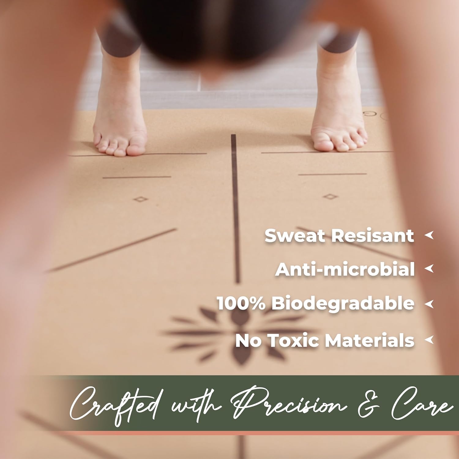 Premium Yoga Cork Mat | 5mm Thick Natural Tree Rubber Base and Bigger Mat for Extra Support, Alignment lines for Guidance | Non-Slip, Natural & Eco-friendly, Your Ultimate Eco-Friendly Yoga Companion - Image 5