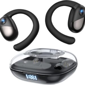 Open Ear Headphones, 2025 Latest Wireless Earbuds with Smart Digital Display, Bluetooth Headphones, Premium Sound, IPX7 Waterproof, 30H Playtime, Ultra-Comfort, Lightweight, Wireless Headphone