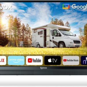 SYLVOX Smart RV TV, 32″ 12V TV for RV Camper 1080P DC/AC Powered Television, Support Google, Download APPs, Bluetooth WiFi, Smart TVs for Home Car Campervan Truck