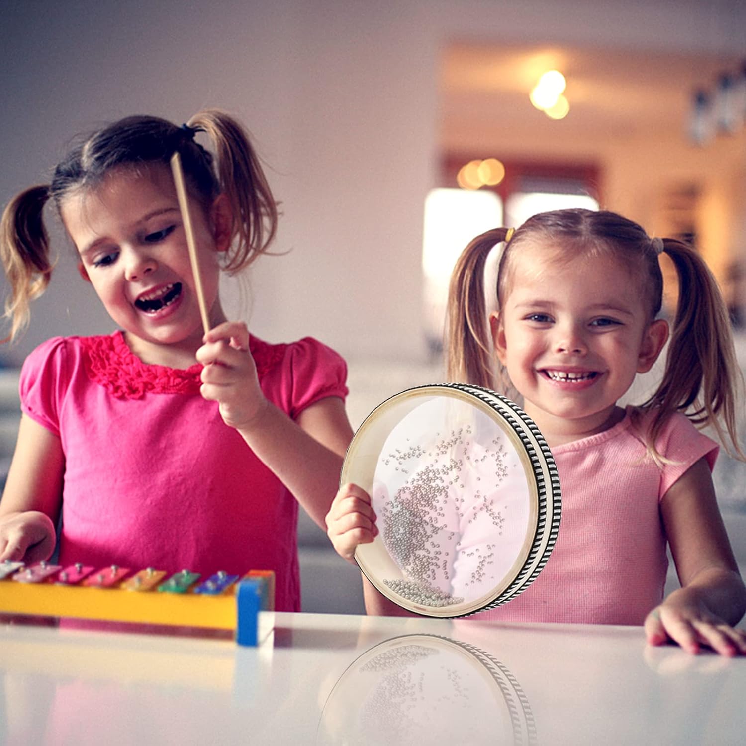 Fasmov 3 Pieces Wave Bead Sea Drum, Wave Sound Drum with Hardwood Shell Musical Instrument Percussion for Home School Supplies, 6 Inch, 8 Inch, 10 Inch - Image 7