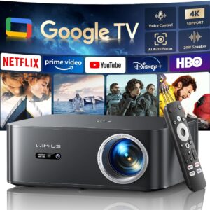 Google TV 4K Supported Smart Projector,Outdoor & Home Theater Projector with Wi-Fi 6 and Two-Way Bluetooth 5.2,Auto Focus & Keystone,800 ANSI,WiMiUS K13 Movie Proyector for Indoor & Outdoor Use