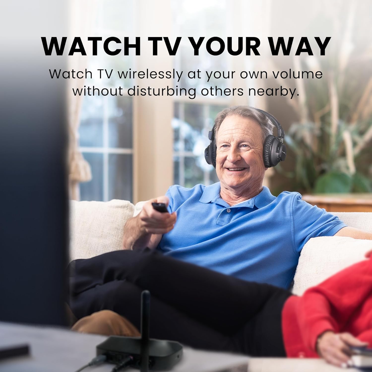 Avantree HT5009 Plus - Ultra Comfortable Wireless Headphones for TV Watching, 60h Playtime, Clear Voice & Enhanced Volume for Seniors & Hard of Hearing, Compatible with Samsung, LG & Other TVs - Image 2