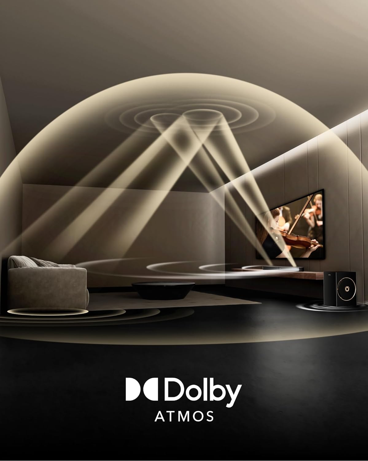 ULTIMEA 3.1.2ch Sound Bar with Dolby Atmos, Surround Sound System for TV with 6.5 inch Subwoofer, Sound Bar for Smart TV, Soundbar with Subwoofer for Home Theater, BT 5.4, HDMI eARC, Skywave F30 Boom - Image 3